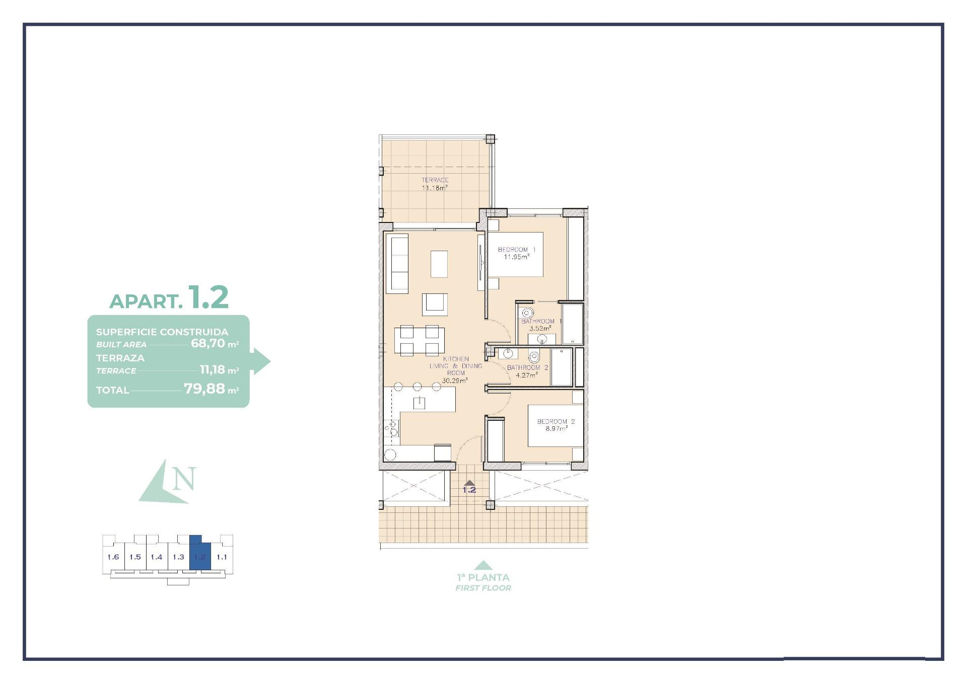 New Build - 2 Bedroom 2 Bathroom Apartment in Los Alcazares - Serena Golf  - Murcia