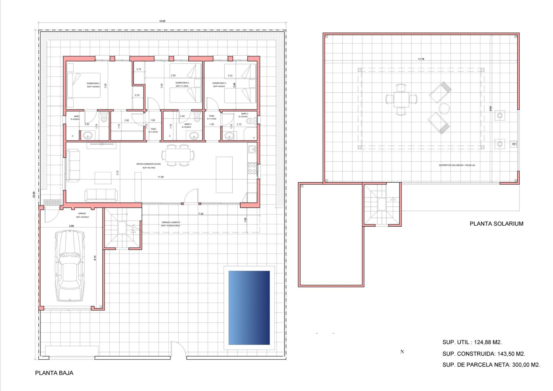New Build - 3 Bedroom 3 Bathroom Villa in Fuente Álamo - La Pinilla  - Murcia