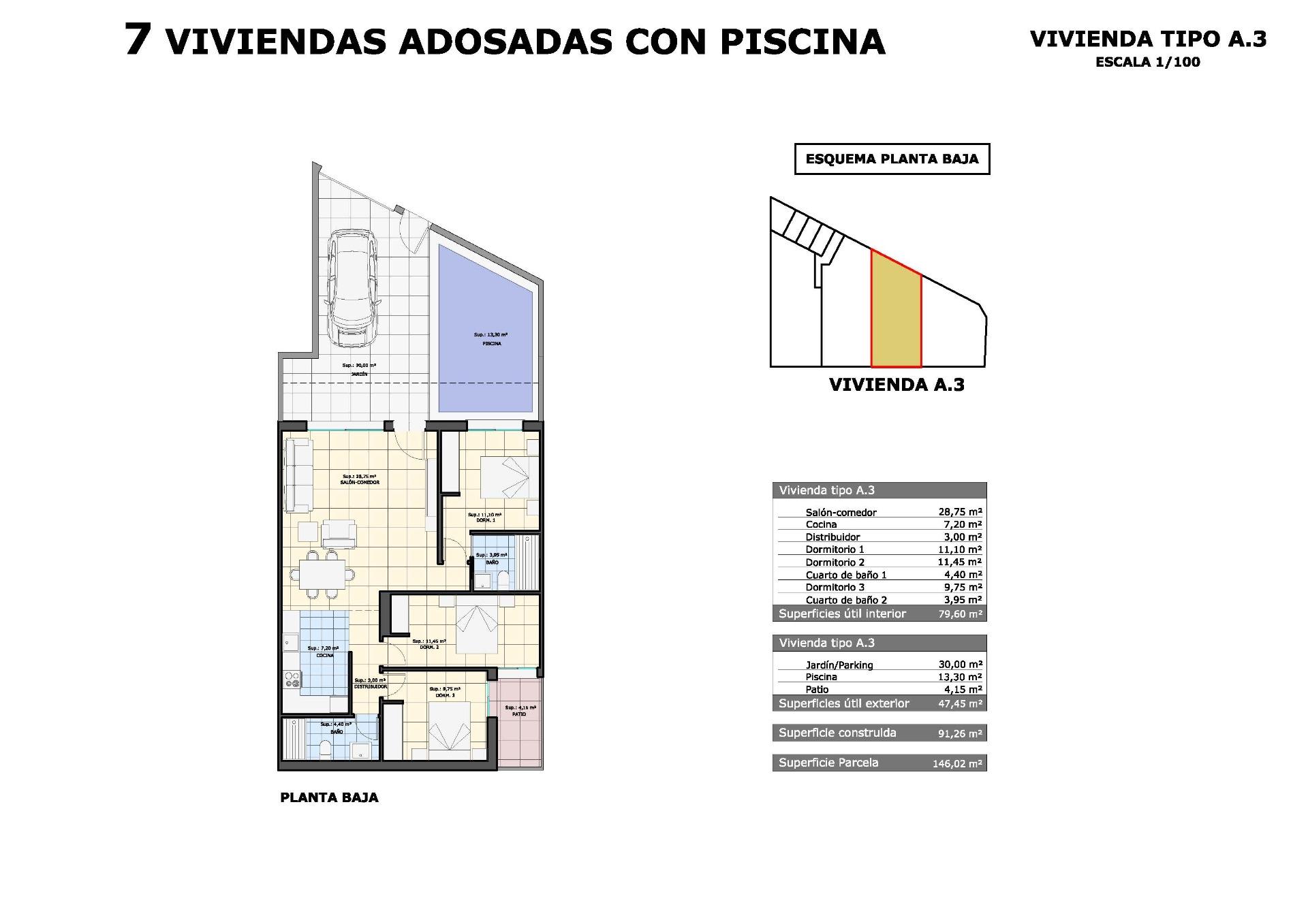 For sale - 3 Bedroom 2 Bathroom Bungalow in Pilar de La Horadada - pueblo  - Alicante