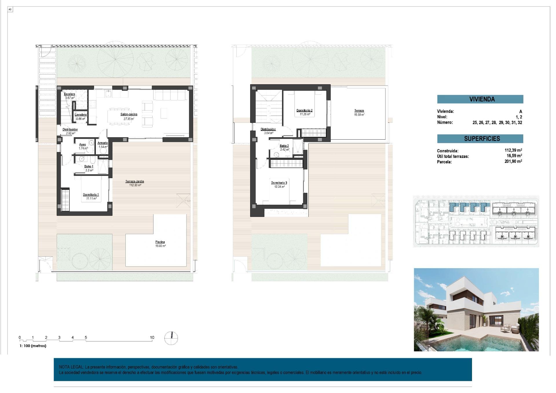 New Build - 3 Bedroom 2 Bathroom Villa in Los Alcazares - Serena Golf  - Murcia