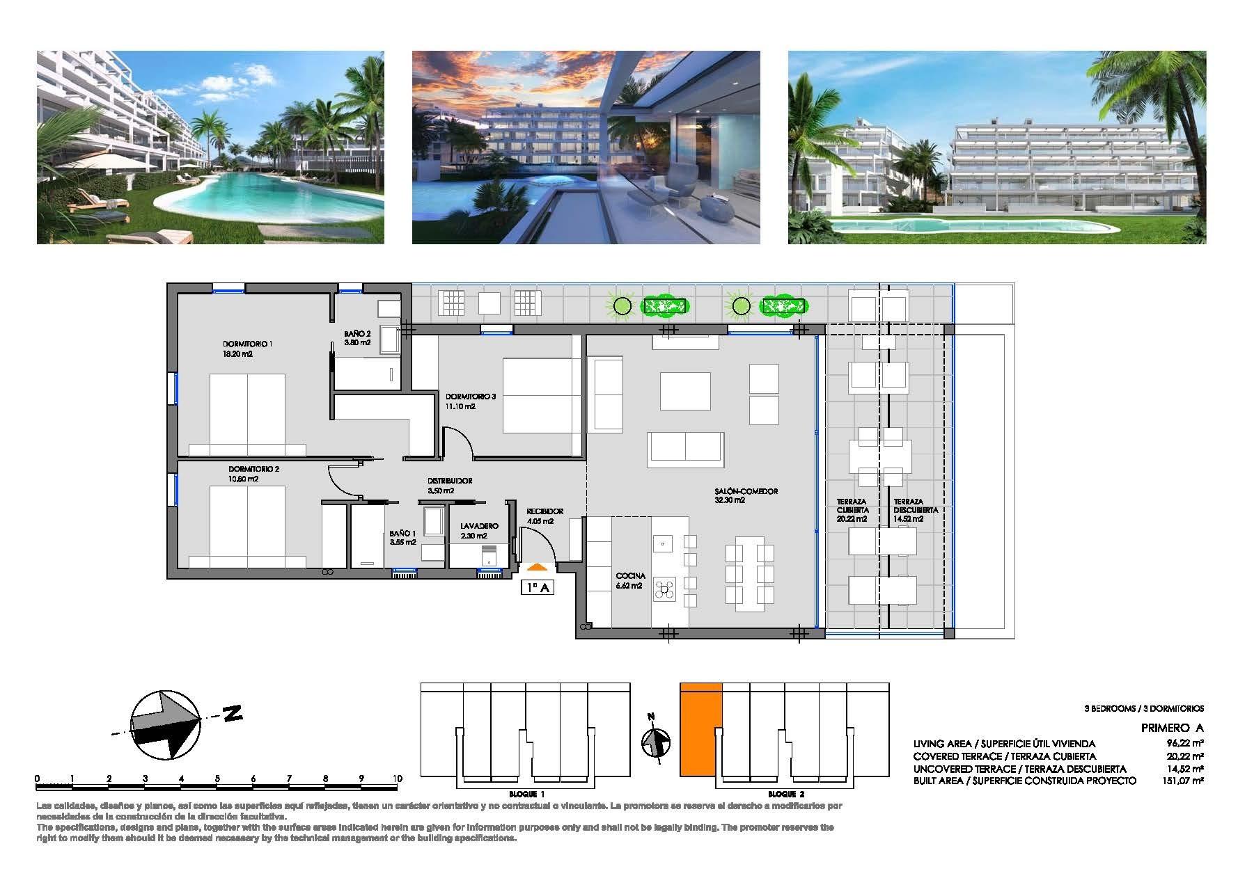 New Build - 3 Bedroom 2 Bathroom Apartment in Cartagena - Mar De Cristal  - Murcia