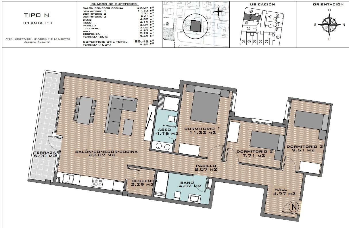 For sale - 3 Bedroom 2 Bathroom Apartment in Algorfa - Pueblo  - Alicante