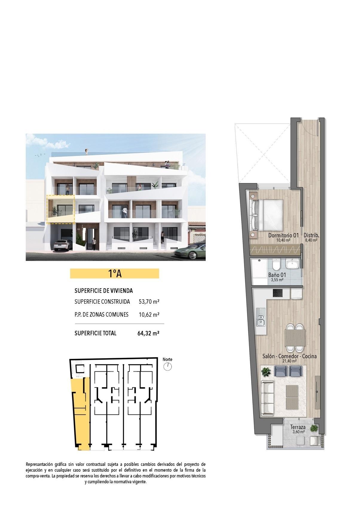For sale - 1 Bedroom 1 Bathroom Apartment in Torrevieja - Playa de El Cura  - Alicante