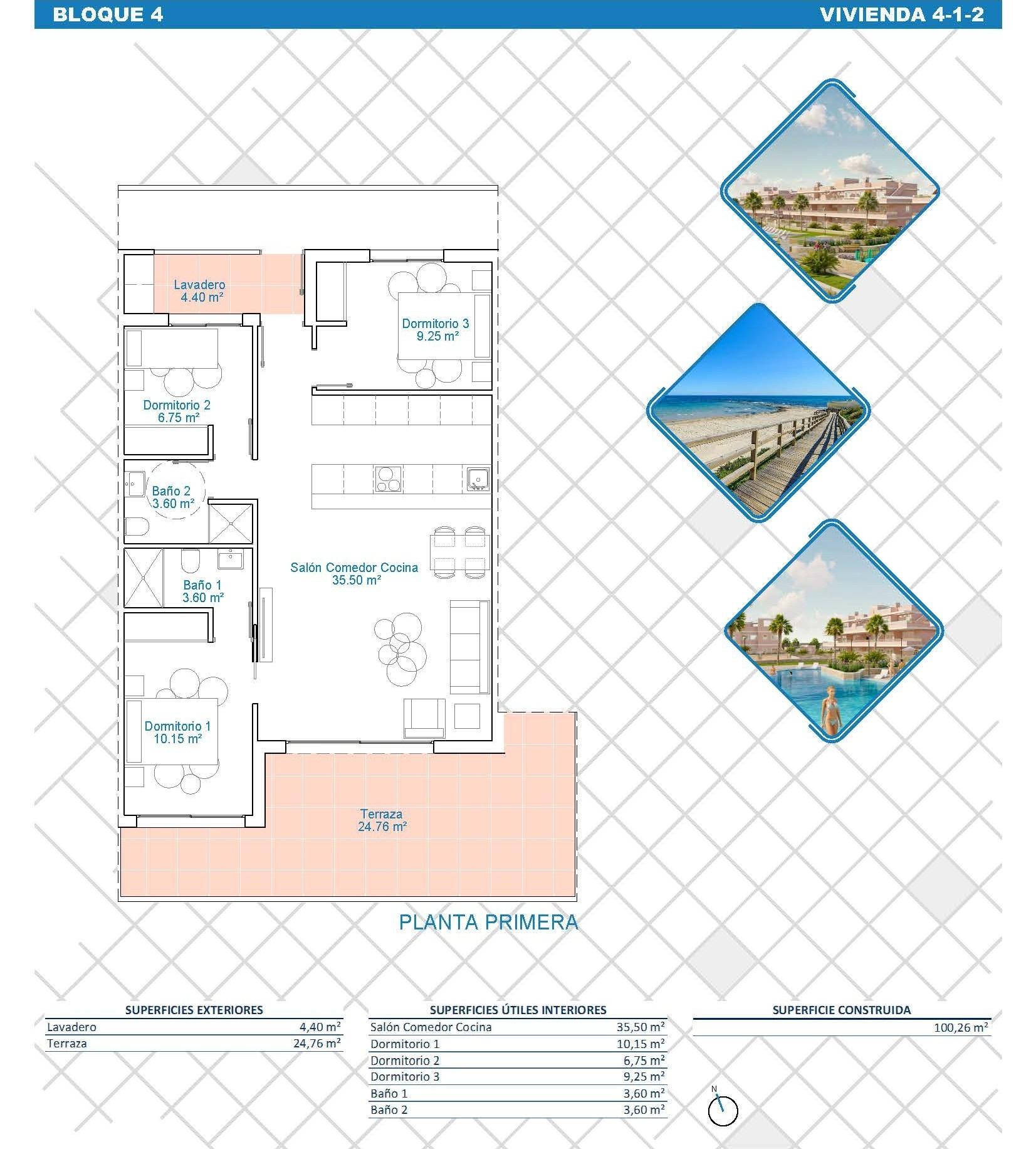 For sale - 3 Bedroom 2 Bathroom Apartment in Pilar de La Horadada - Lo Monte  - Alicante