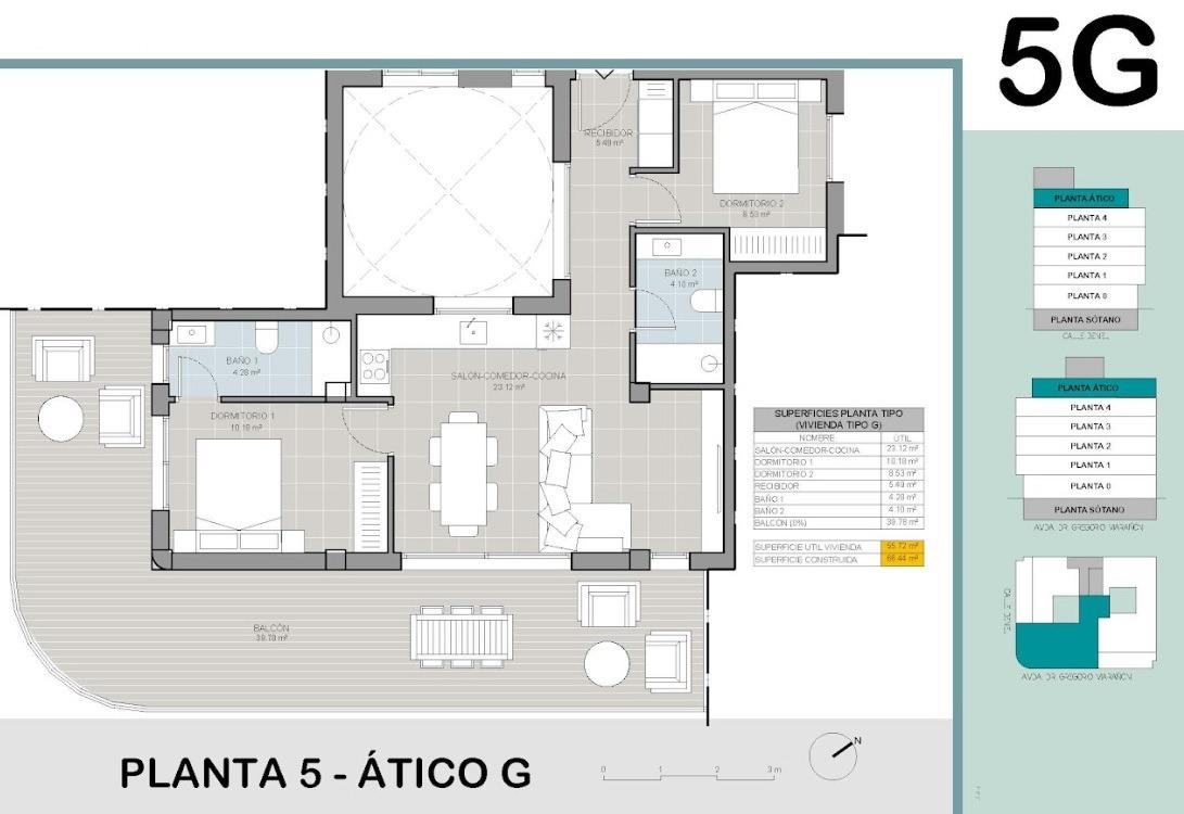For sale - 2 Bedroom 2 Bathroom Penthouse in Torrevieja - El acequión  - Alicante