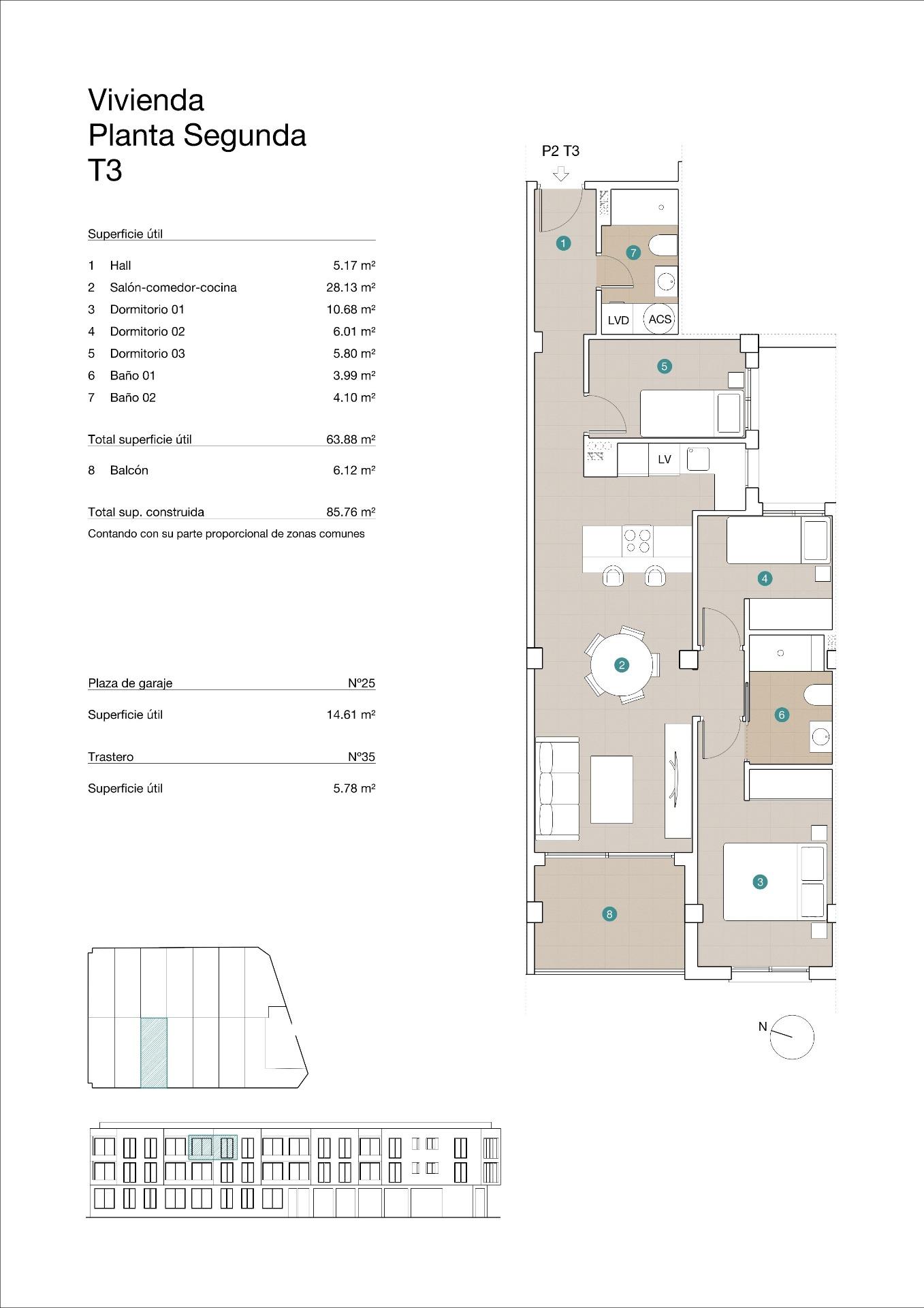 For sale - 3 Bedroom 2 Bathroom Penthouse in Jacarilla - pueblo  - Alicante