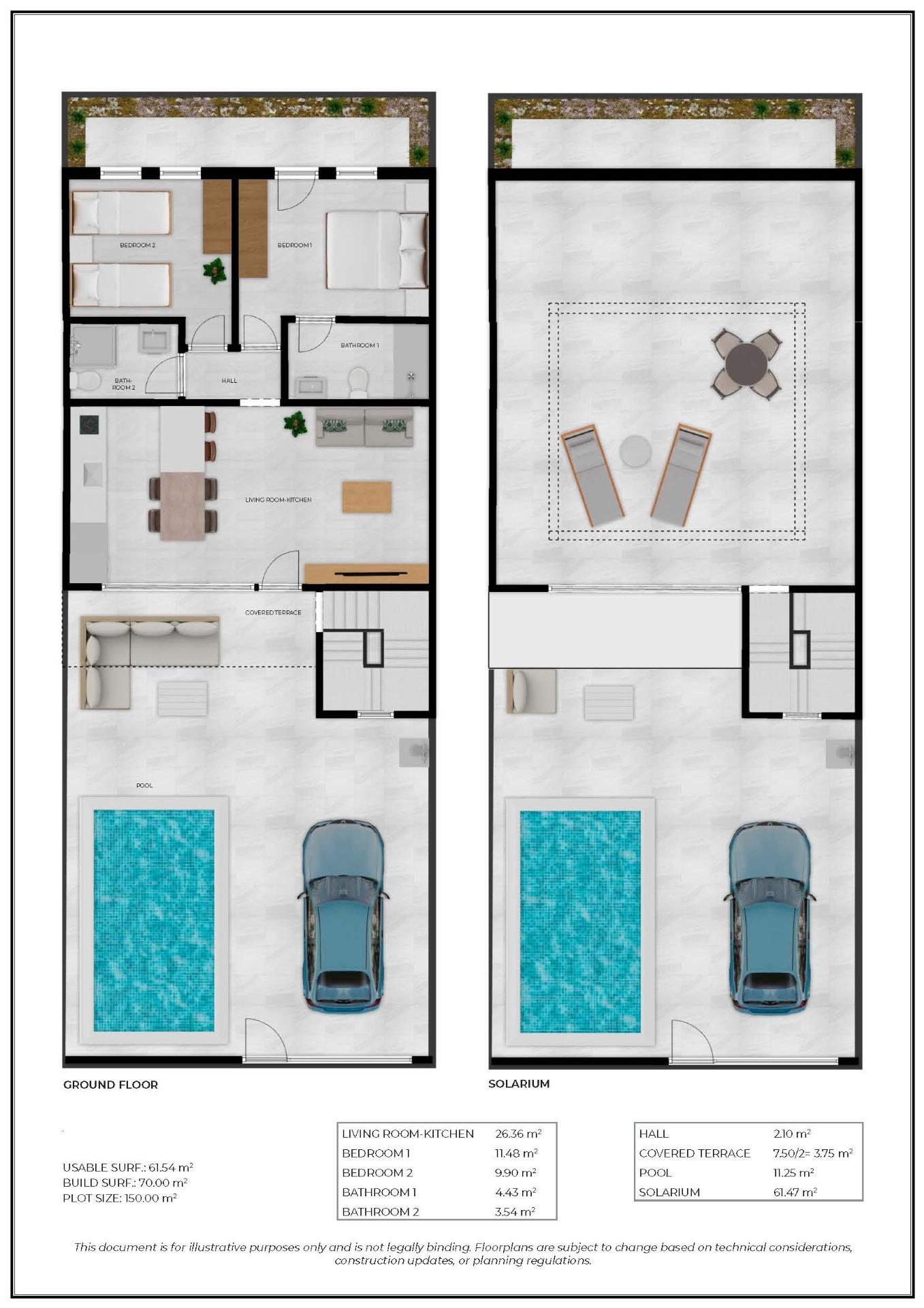 For sale - 2 Bedroom 2 Bathroom Town House in Fuente Álamo - La Pinilla  - Murcia