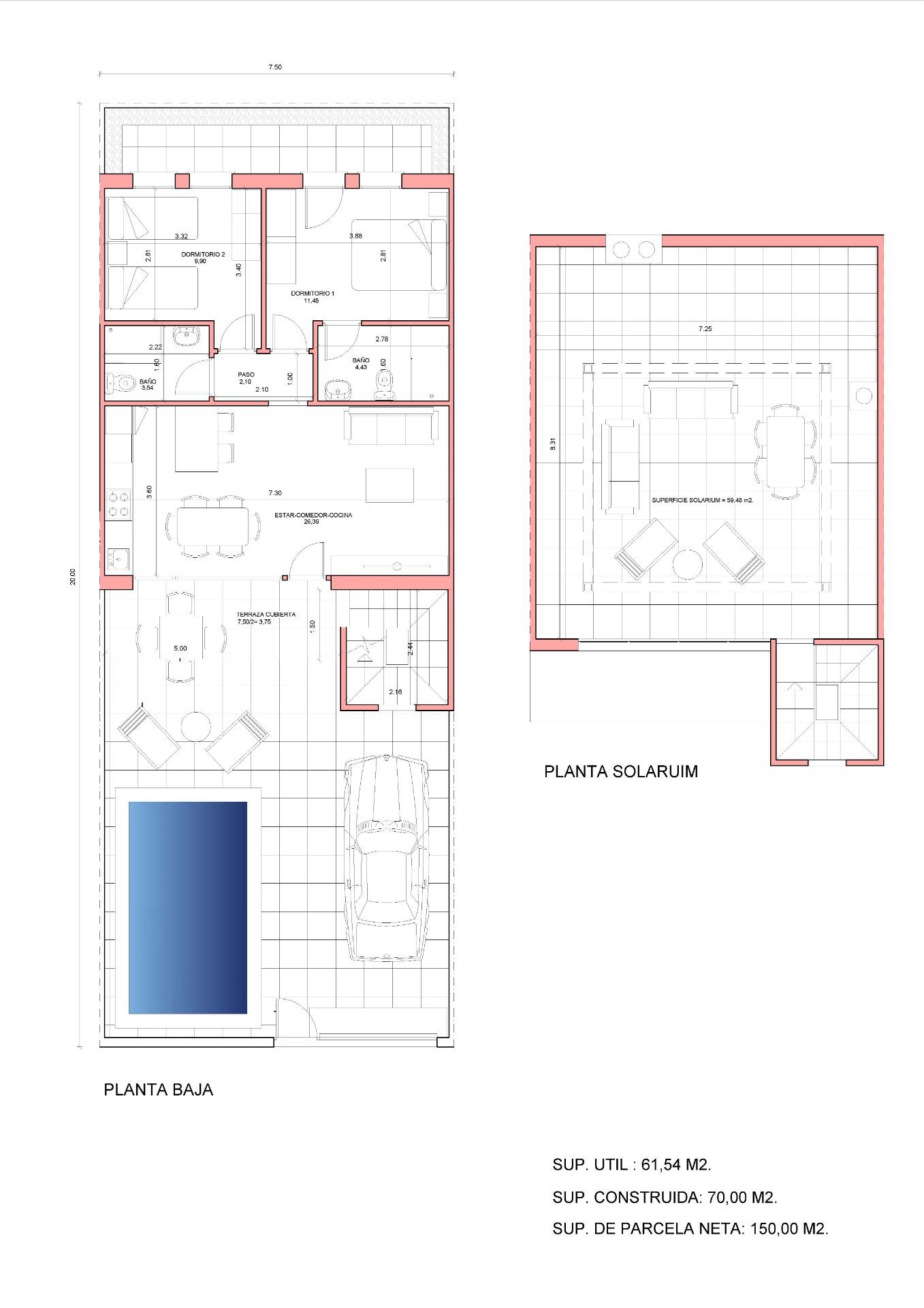 For sale - 2 Bedroom 2 Bathroom Town House in Fuente Álamo - La Pinilla  - Murcia
