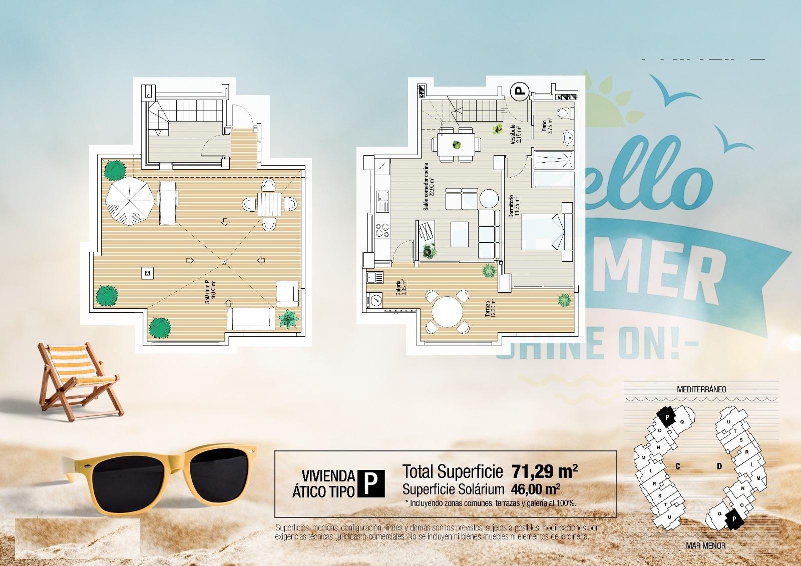 New Build - 1 Bedroom 1 Bathroom Penthouse in La Manga del Mar Menor - La Manga  - Murcia
