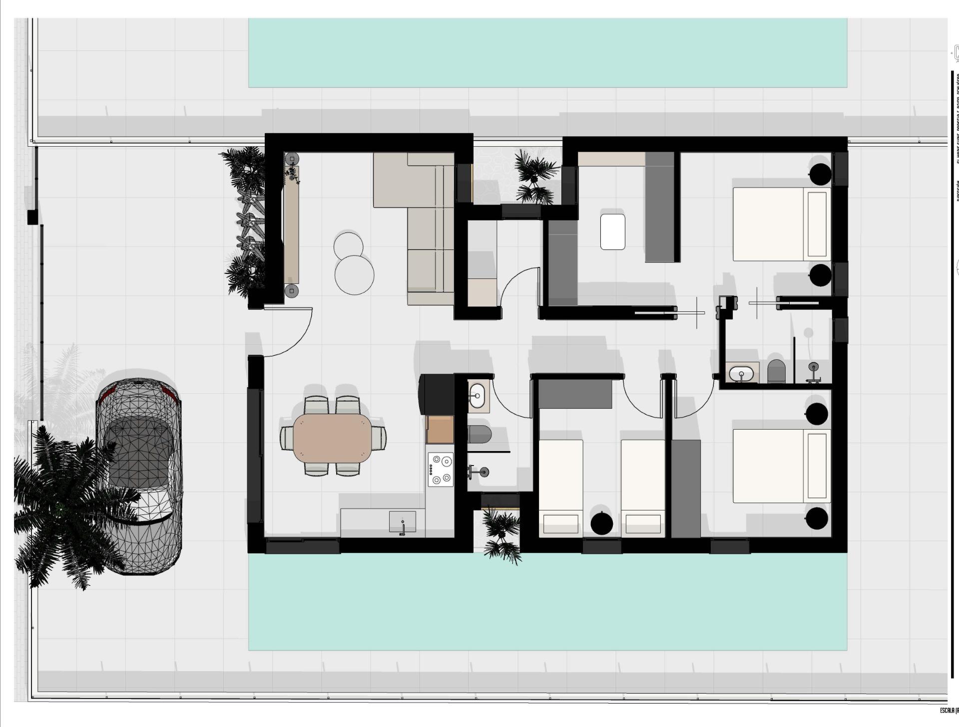 For sale - 3 Bedroom 2 Bathroom Villa in Benijofar - Urb. Monteazul  - Alicante