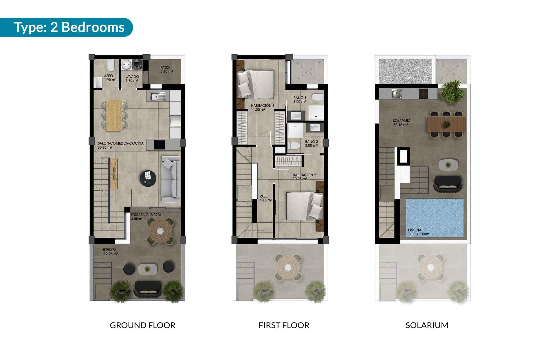 For sale - 2 Bedroom 3 Bathroom Town House in Dolores - Sector 2  - Alicante