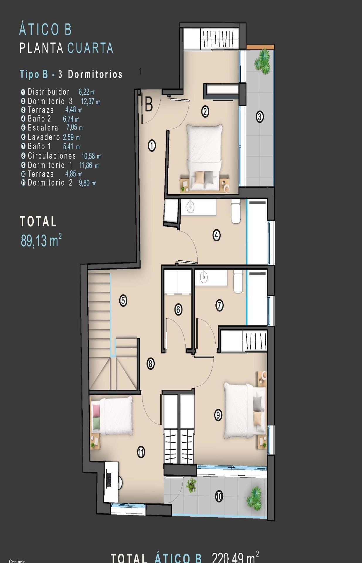 For sale - 3 Bedroom 2 Bathroom Penthouse in Torrevieja - Centro  - Alicante