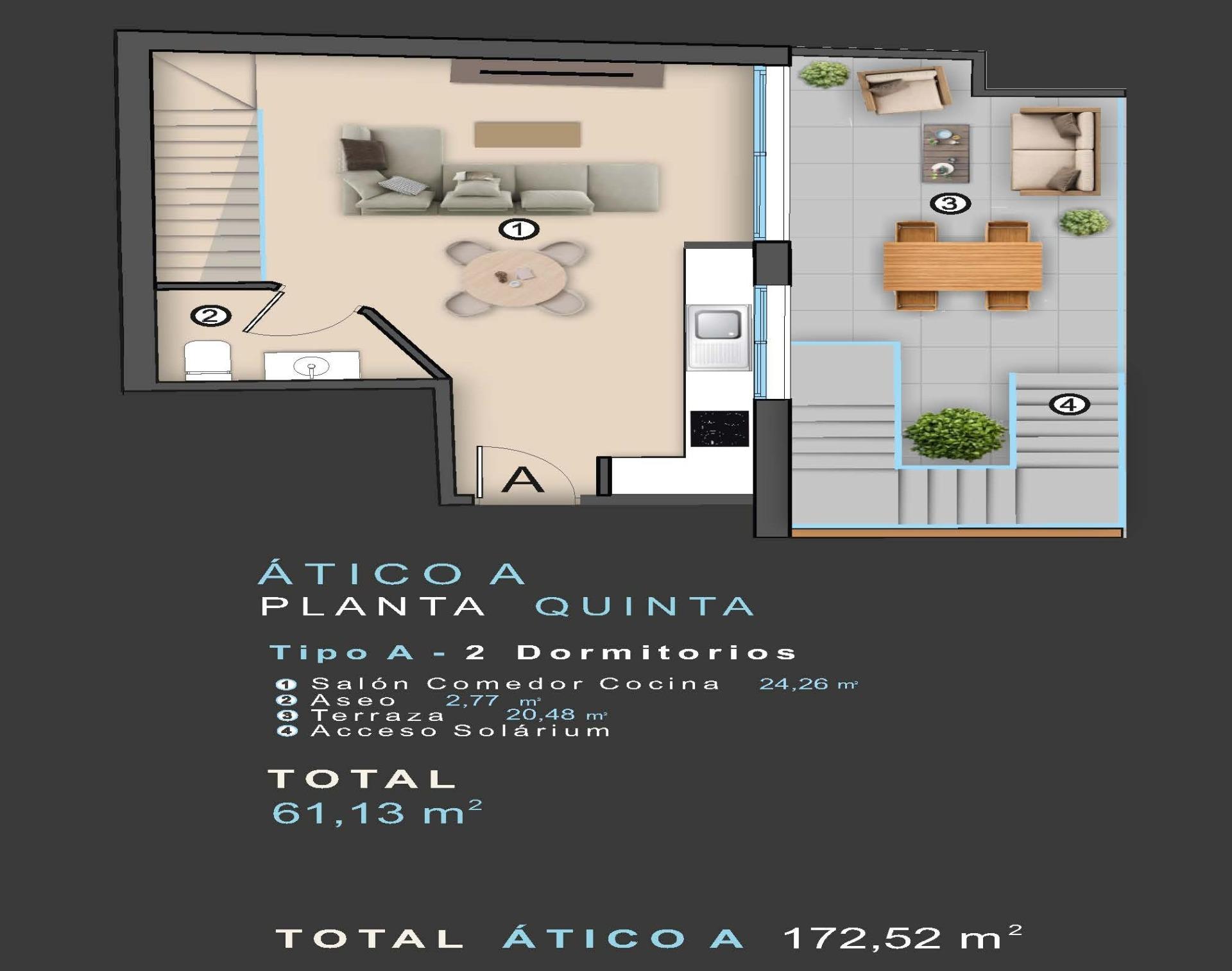 For sale - 2 Bedroom 2 Bathroom Penthouse in Torrevieja - Centro  - Alicante