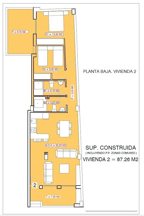 For sale - 2 Bedroom 2 Bathroom Apartment in Torrevieja - Playa El Acequión  - Alicante