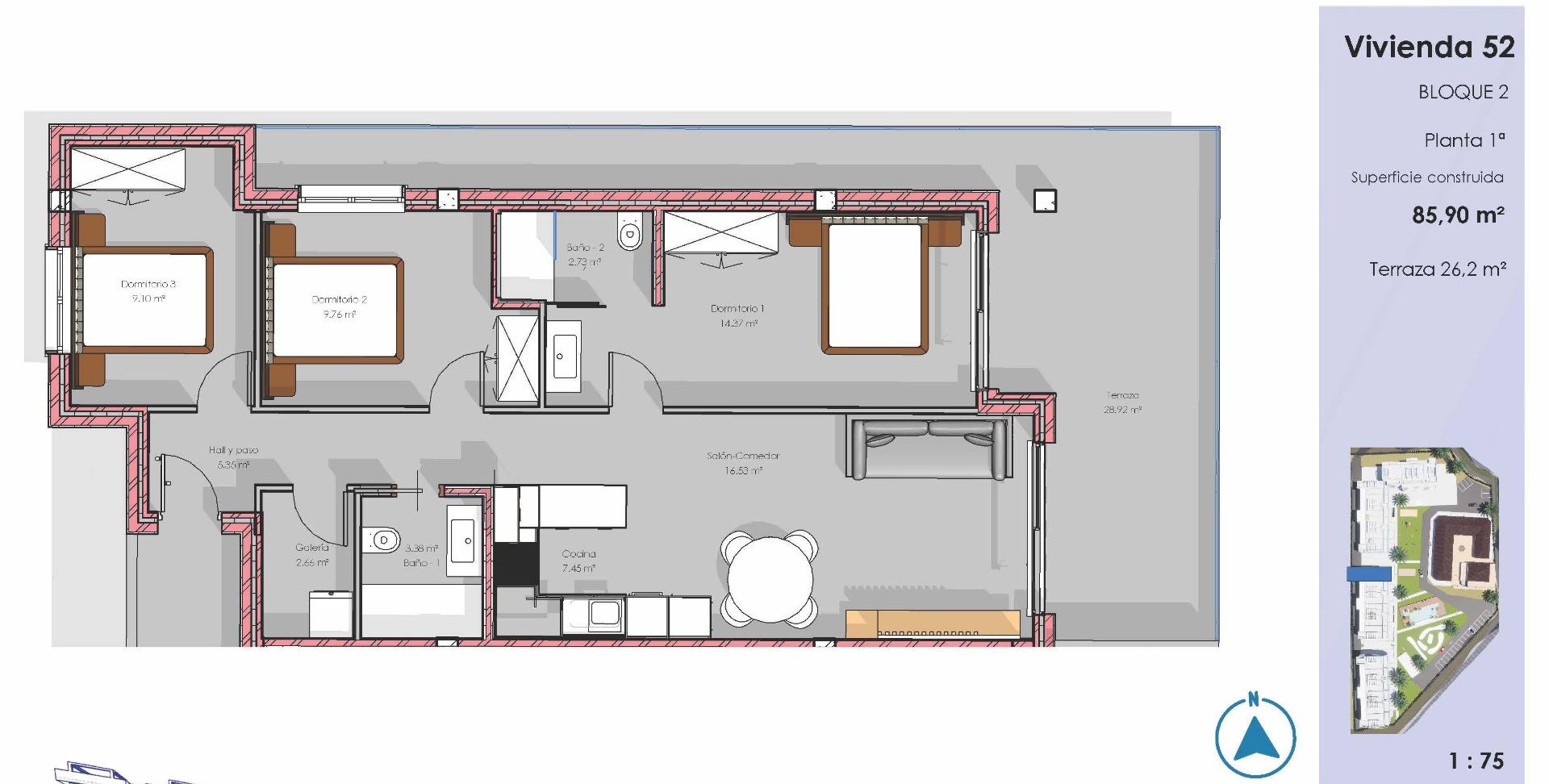 For sale - 3 Bedroom 2 Bathroom Apartment in Guardamar del Segura - El Raso  - Alicante